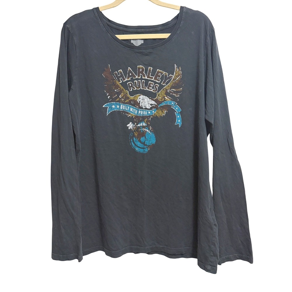Harley-Davidson Harley Rules Biker Black Long Sleeve Motorcycle Graphic Tee 2XL